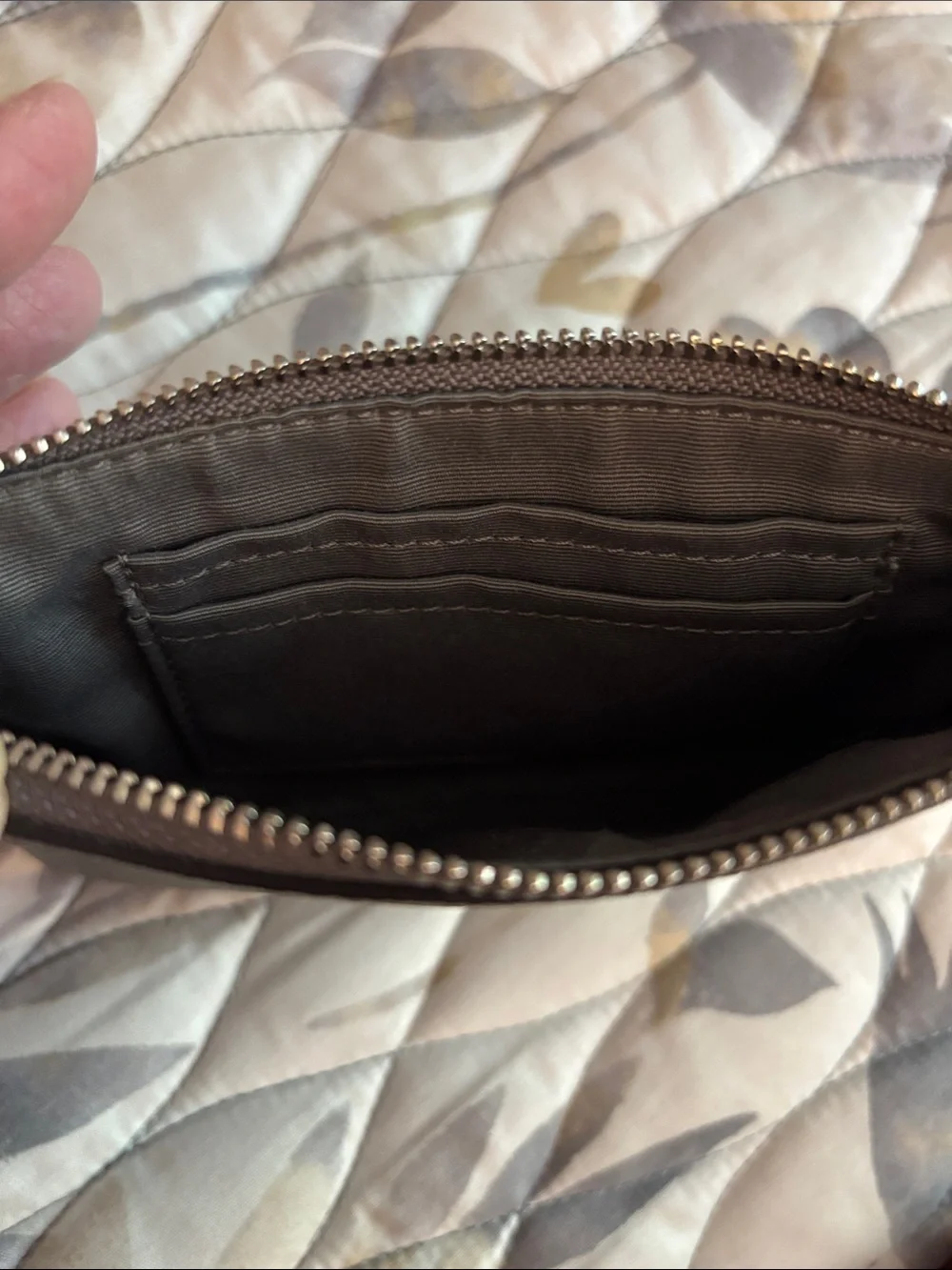 Coach Pebbled Leather Wristlet Pouch in Gray